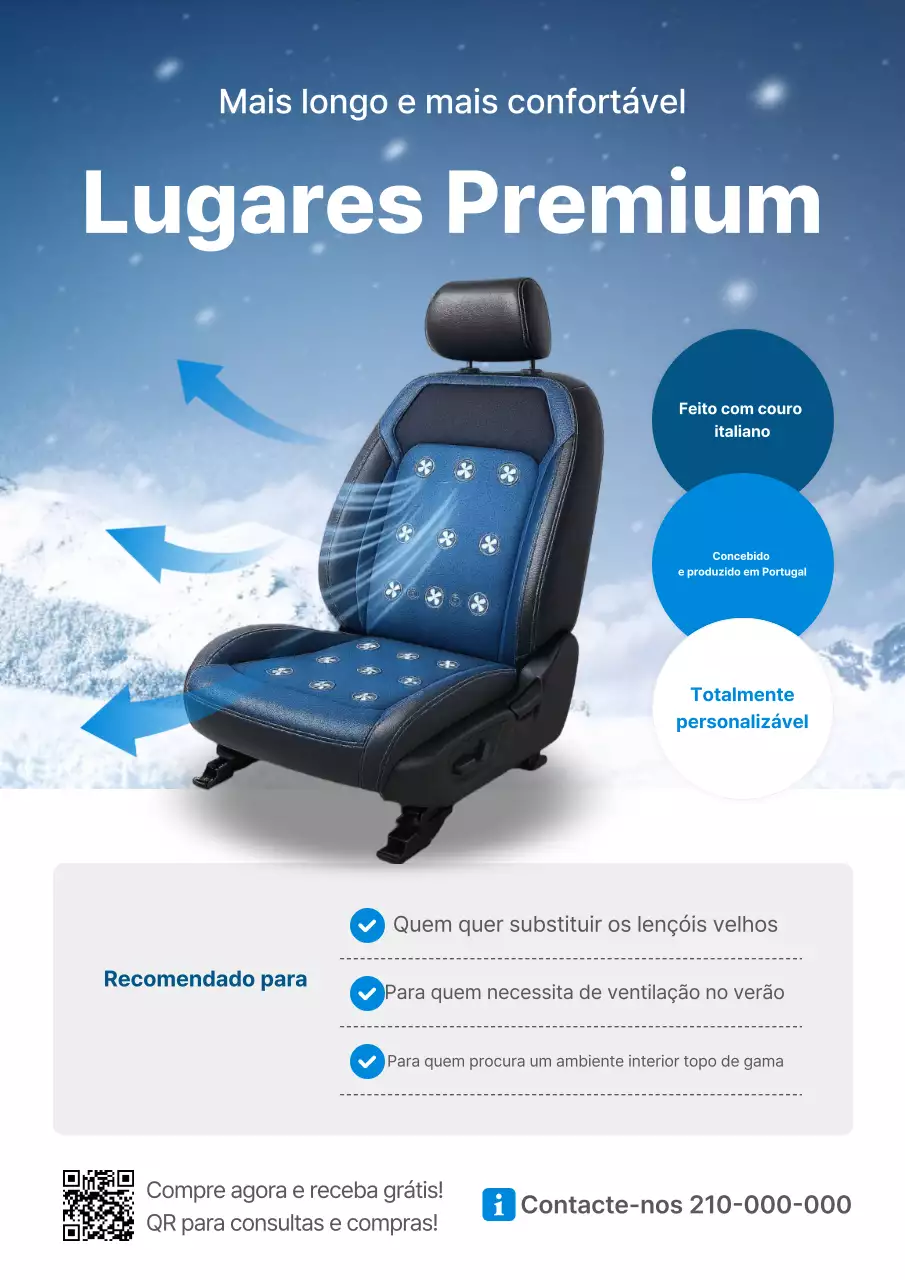 Anúncio de assento de carro moderno azul