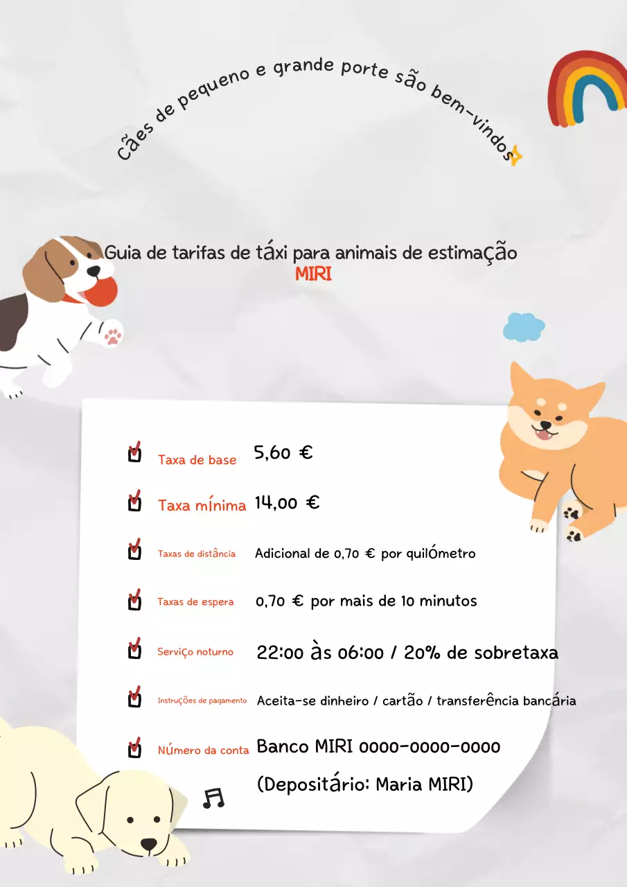Guia de tarifas de táxi para animais de estimação Gray Baby