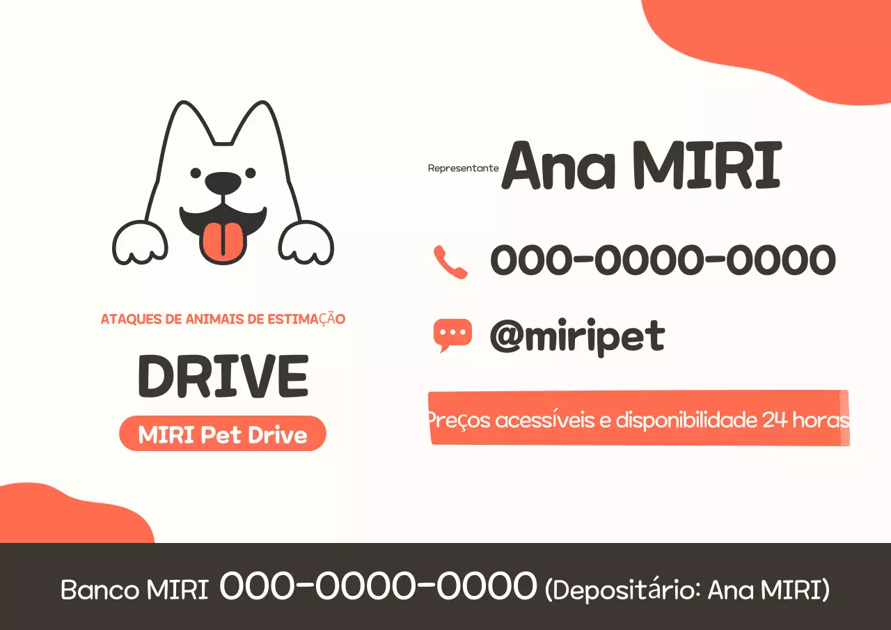 Cartão de Visita Simples Laranja para Táxi Pet