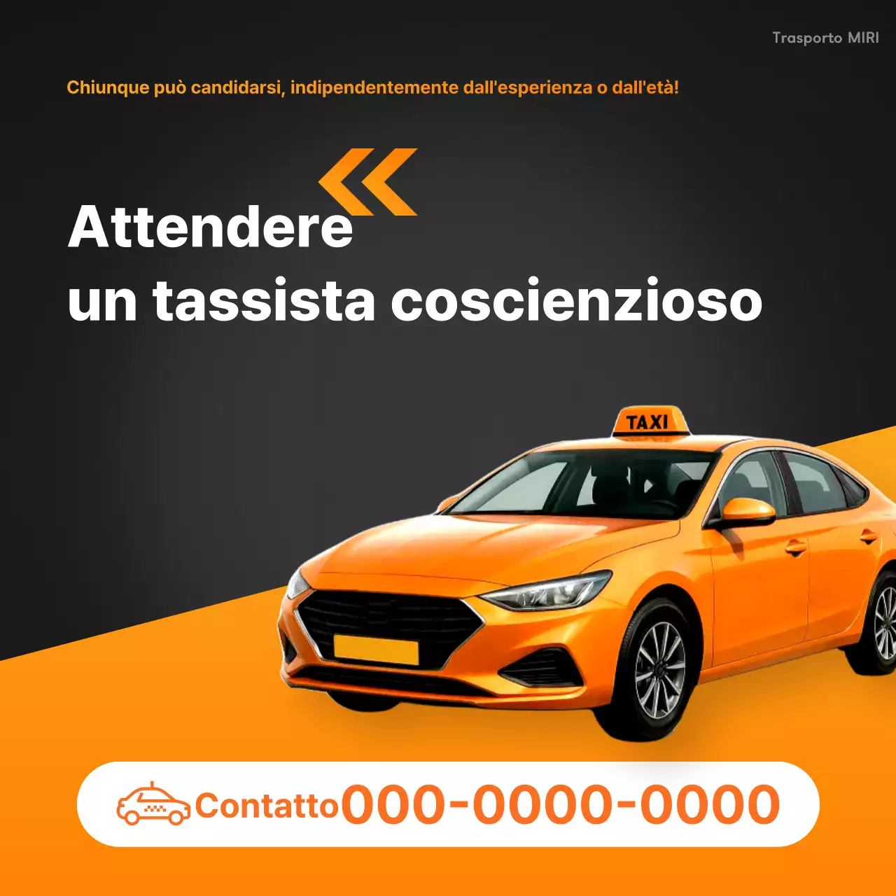 Avviso di reclutamento semplice per tassisti arancioni e neri