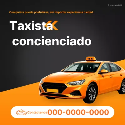 Aviso de reclutamiento de taxistas sencillo de color naranja y negro