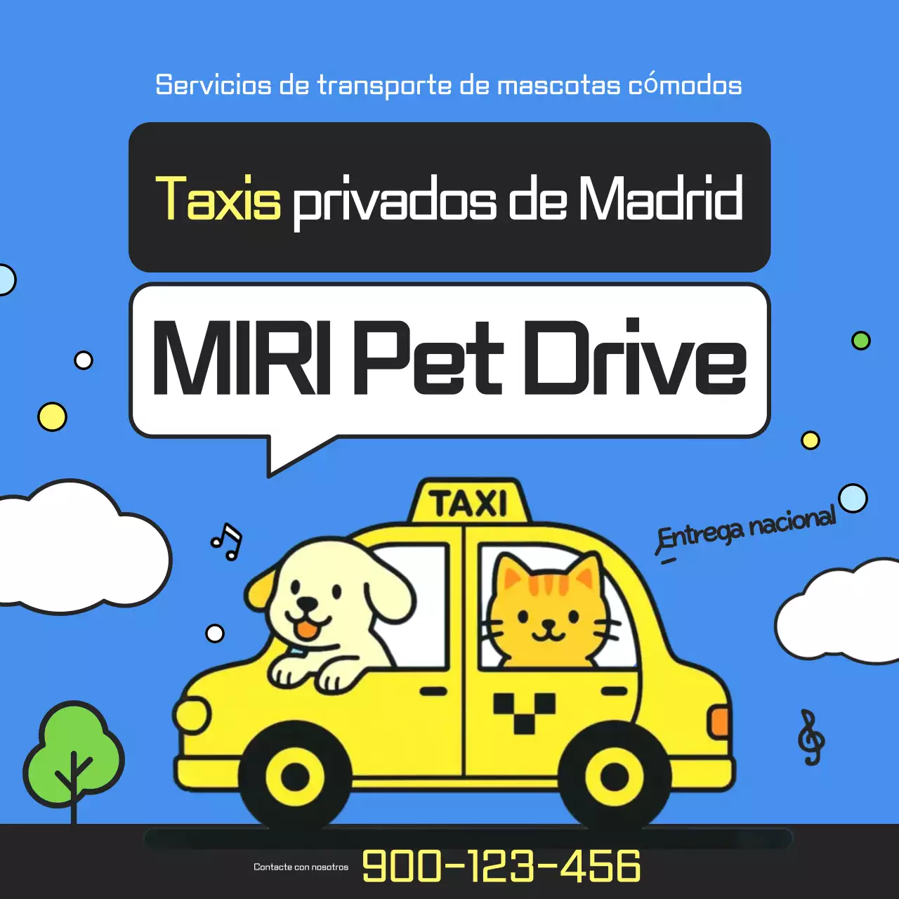 Promoción del servicio de taxi para mascotas Sky Blue Baby
