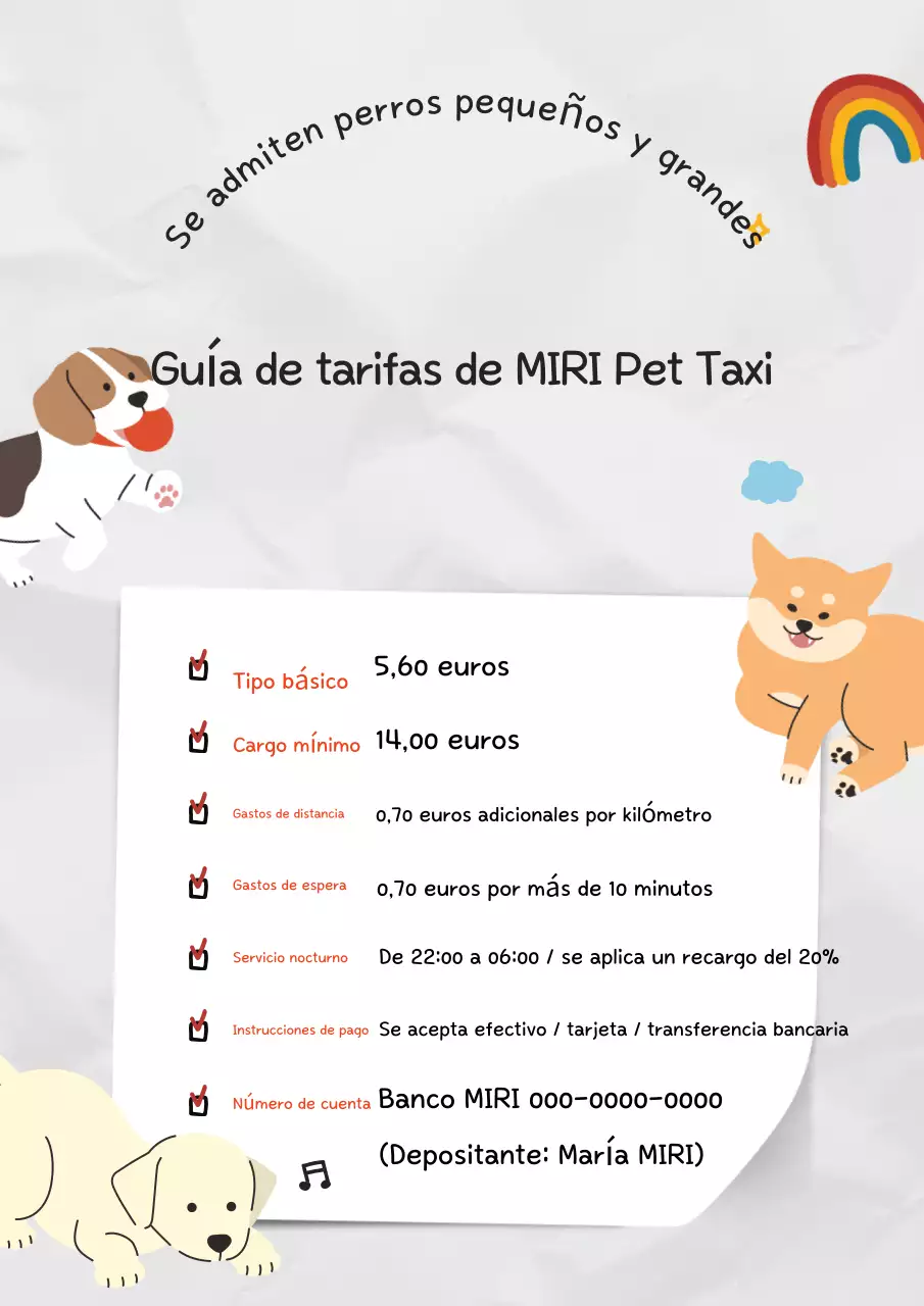 Guía de tarifas de taxis para mascotas Gray Baby