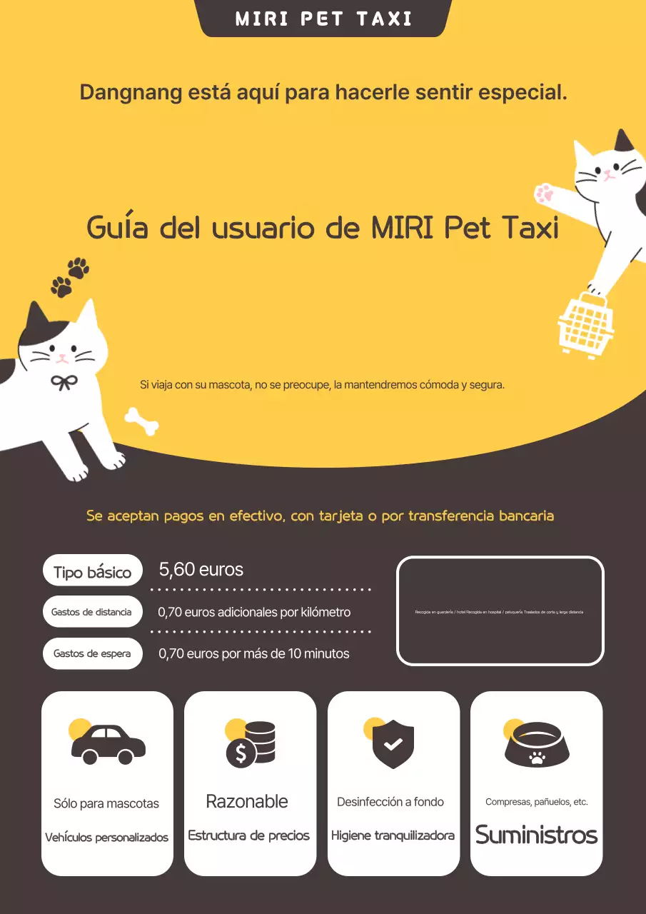 Guía del servicio de taxi amarillo para mascotas