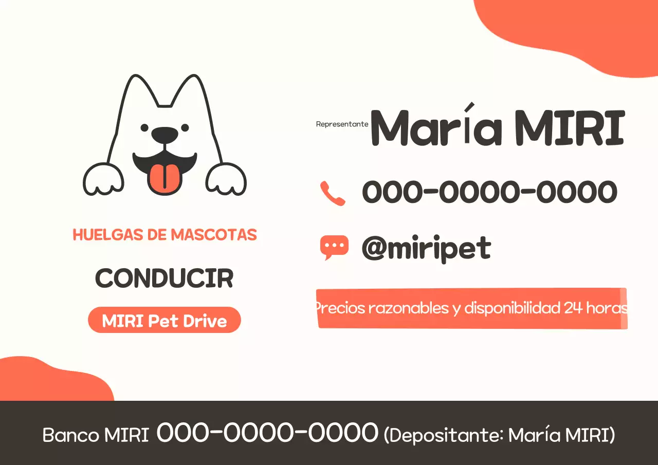 Tarjeta de presentación naranja de taxi para mascotas
