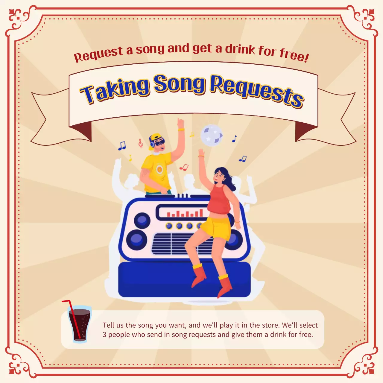 Beige Retro Music Promotion Instagram Post