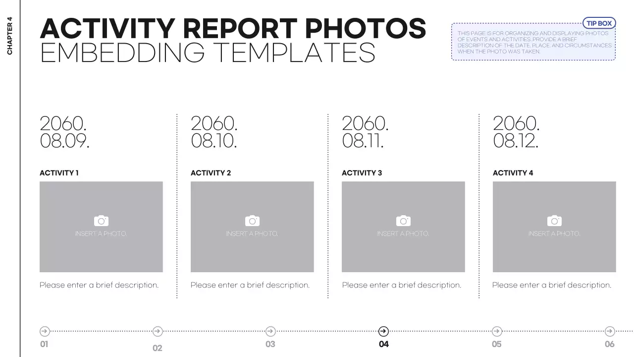 블랙색상의 사진프레임을 활용한 깔끔한 보고서