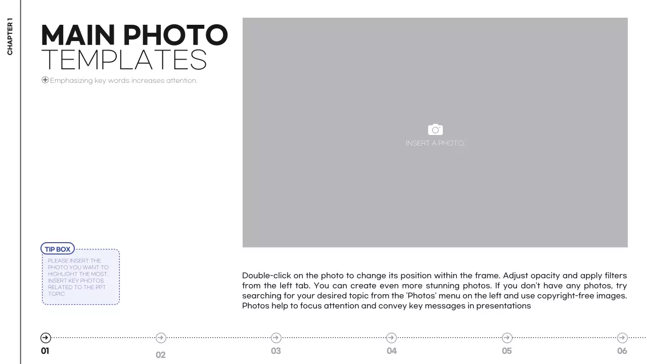 블랙색상의 사진프레임을 활용한 깔끔한 보고서