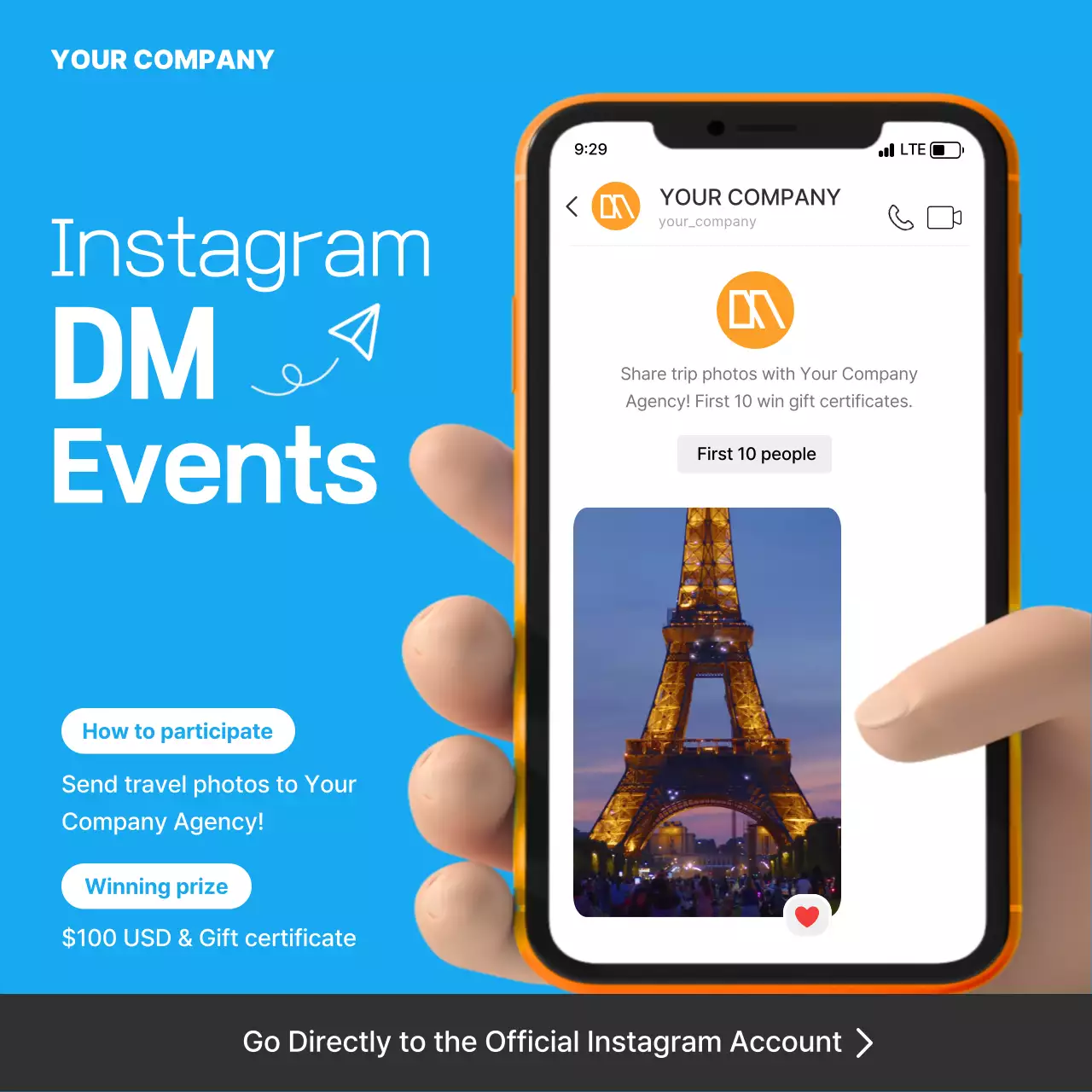 하늘색과 검정색의 심플한 여행사진이벤트 홍보