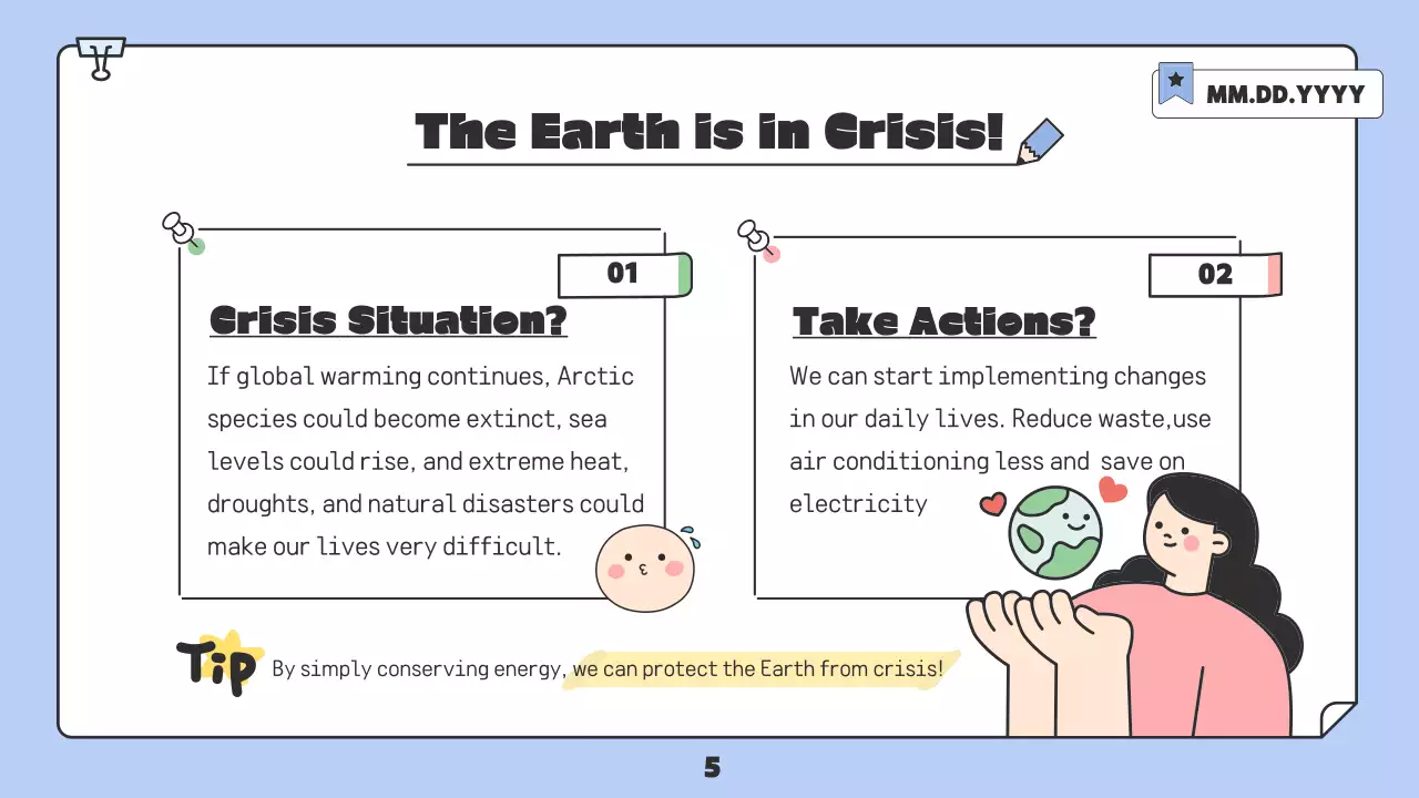 블루 미니멀 어스 다이어리 프리젠테이션