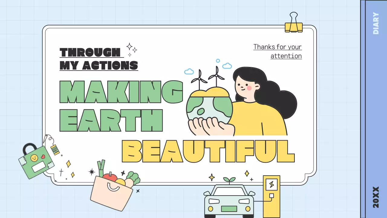 블루 미니멀 어스 다이어리 프리젠테이션