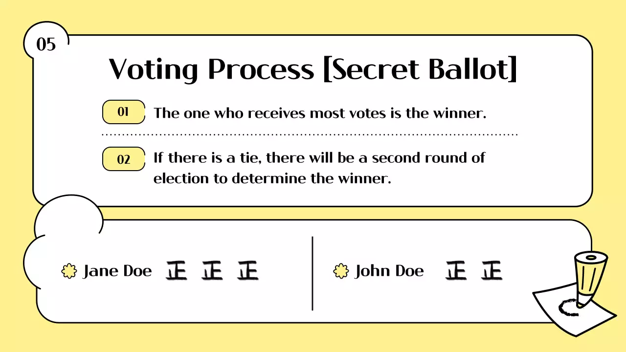 노란색 미니멀 선거 발표 프레젠테이션