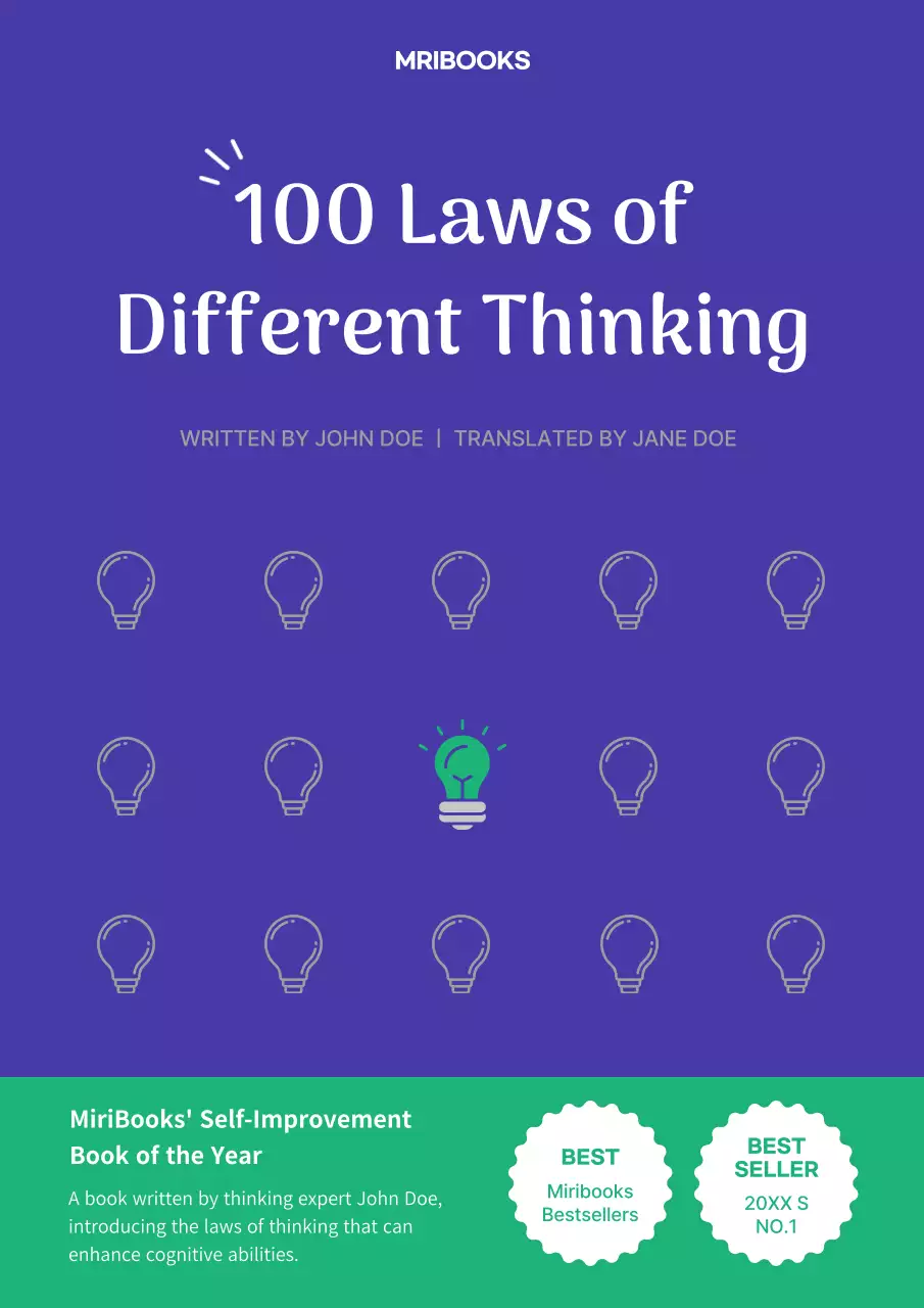 Cute turquoise and purple light bulb illustration self-help book