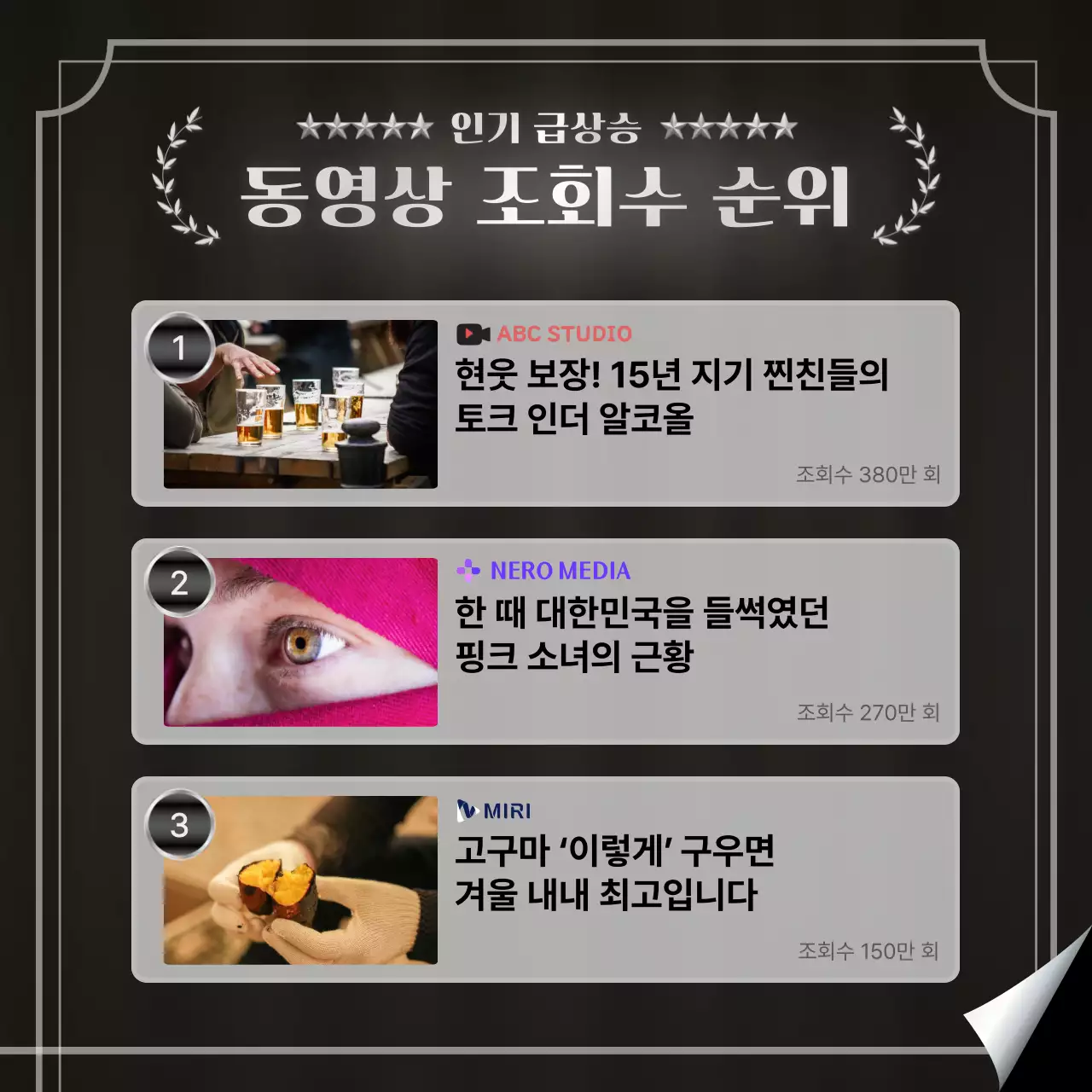 검정과 실버의 모던한 콘텐츠 결산 광고