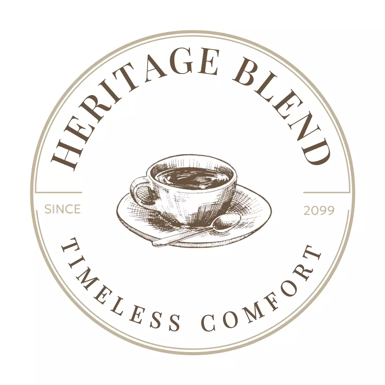 ベージュ クラシック コーヒー ロゴカフェフレーム