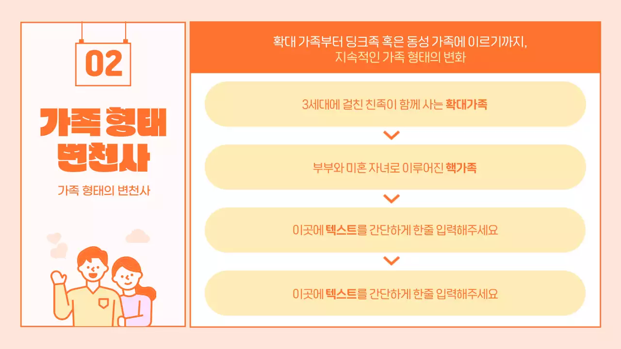 주황색의 귀여운 일러스트 가족문화 프로그램