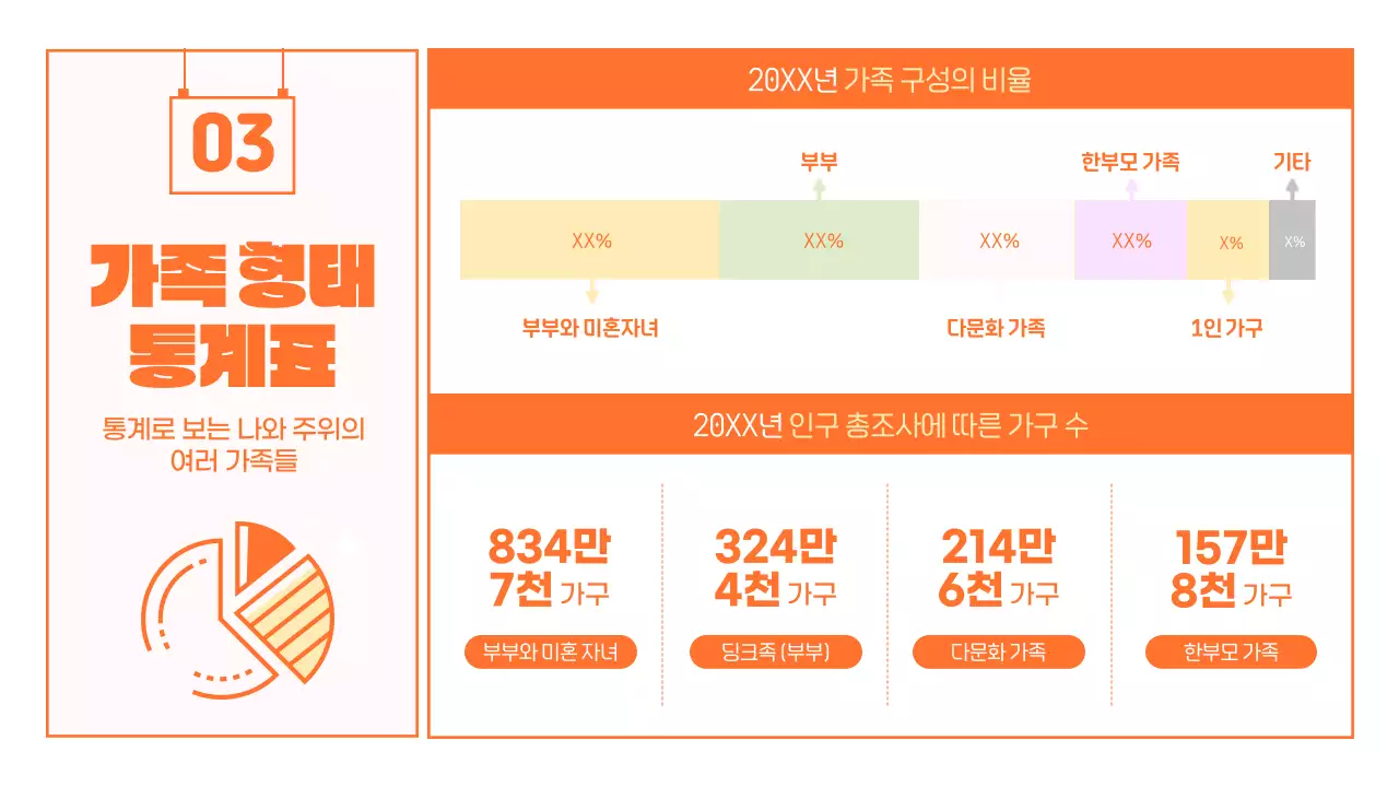 주황색의 귀여운 일러스트 가족문화 프로그램