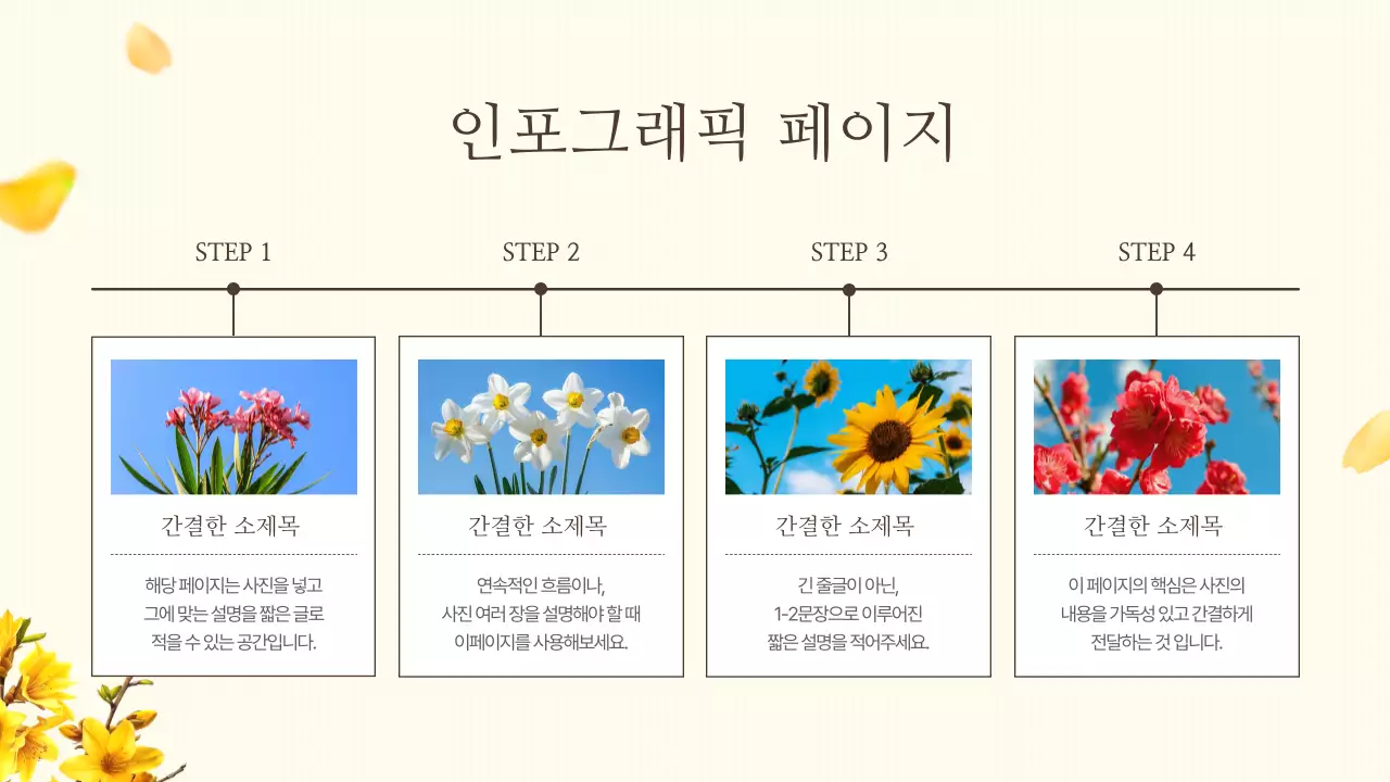 노랑의 자연의 봄 꽃의 개나리 발표자료