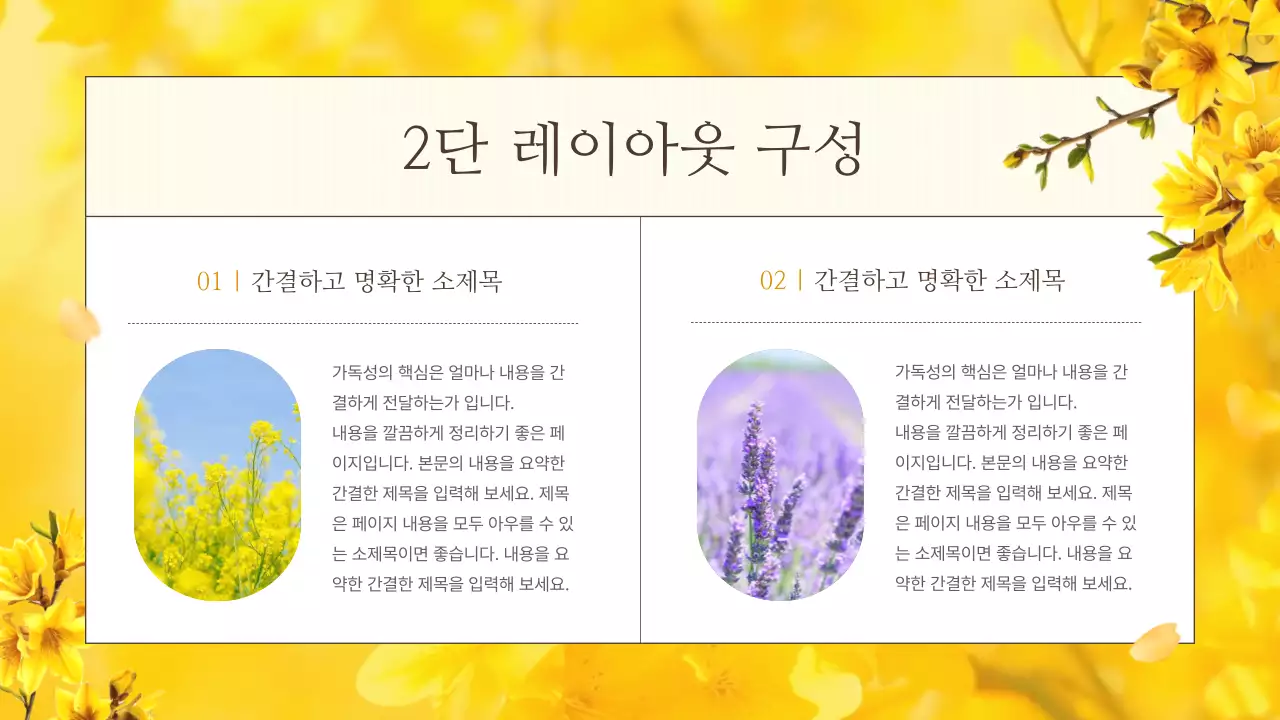 노랑의 자연의 봄 꽃의 개나리 발표자료