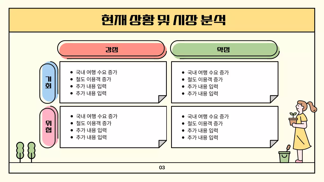 컬러풀한 분할컨셉의 아기자기한 철도여행 홍보 전략 제안서
