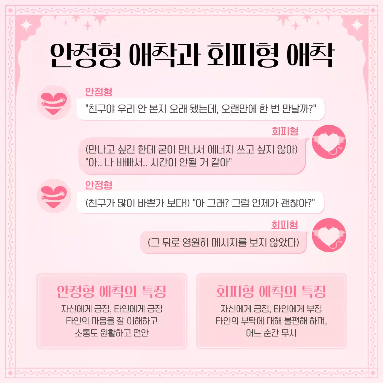 핑크색과 핫핑크색의 로판 느낌의 연애 성향 심리 테스트 정보