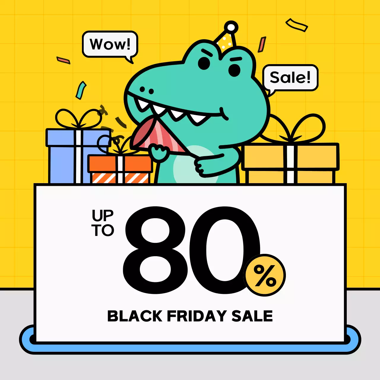 Kitschy yellow and mint small business social media announcements