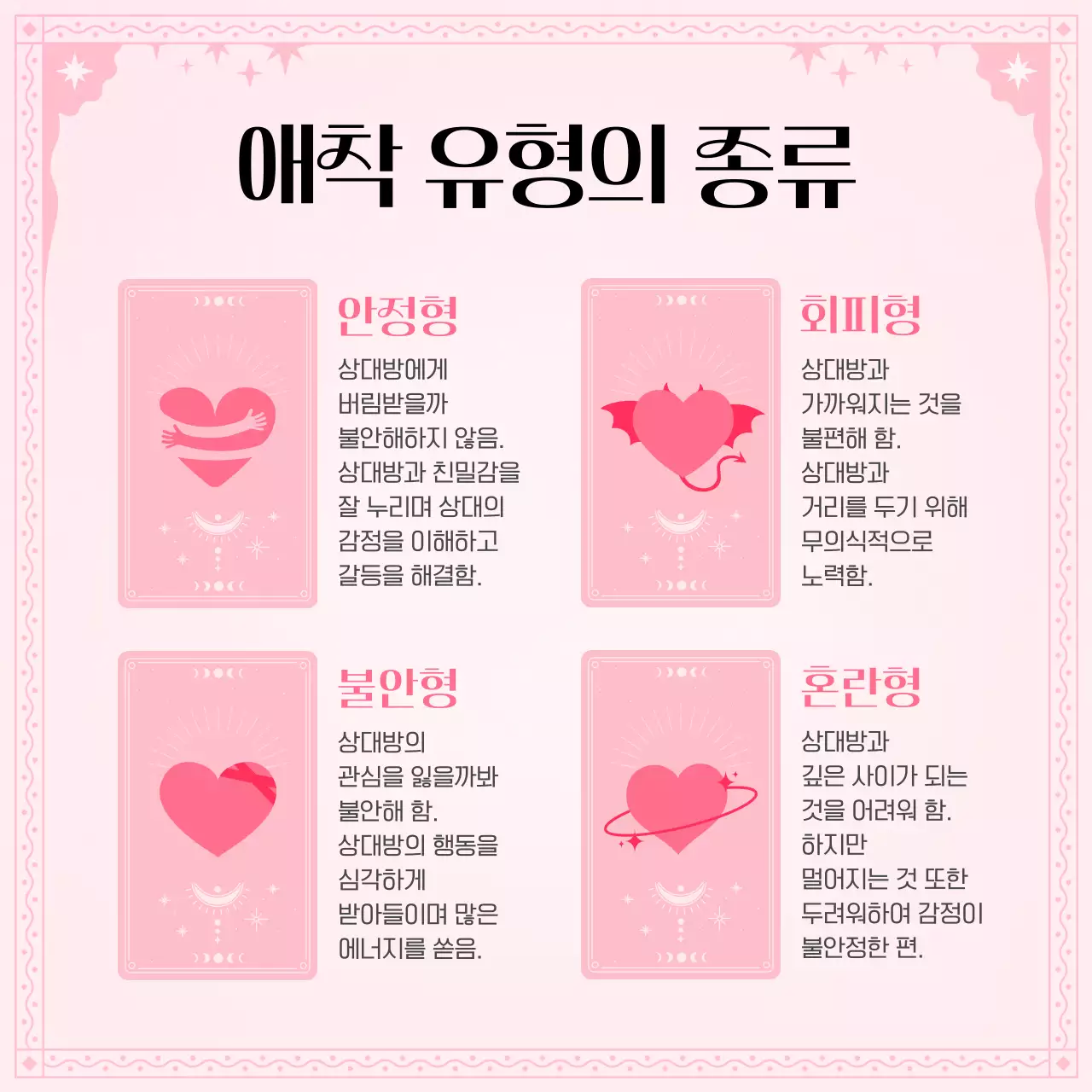 핑크색과 핫핑크색의 로판 느낌의 연애 성향 심리 테스트 정보