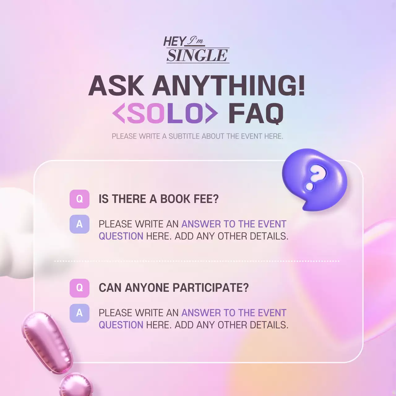 Pink Trendy Singles Event Promotion Instagram Carousel