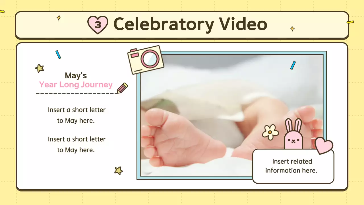 노란색 장난기 넘치는 생일 초대장 프레젠테이션