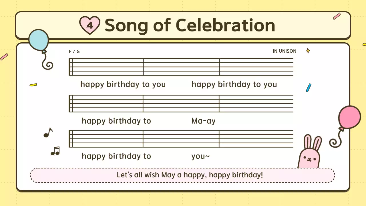 노란색 장난기 넘치는 생일 초대장 프레젠테이션