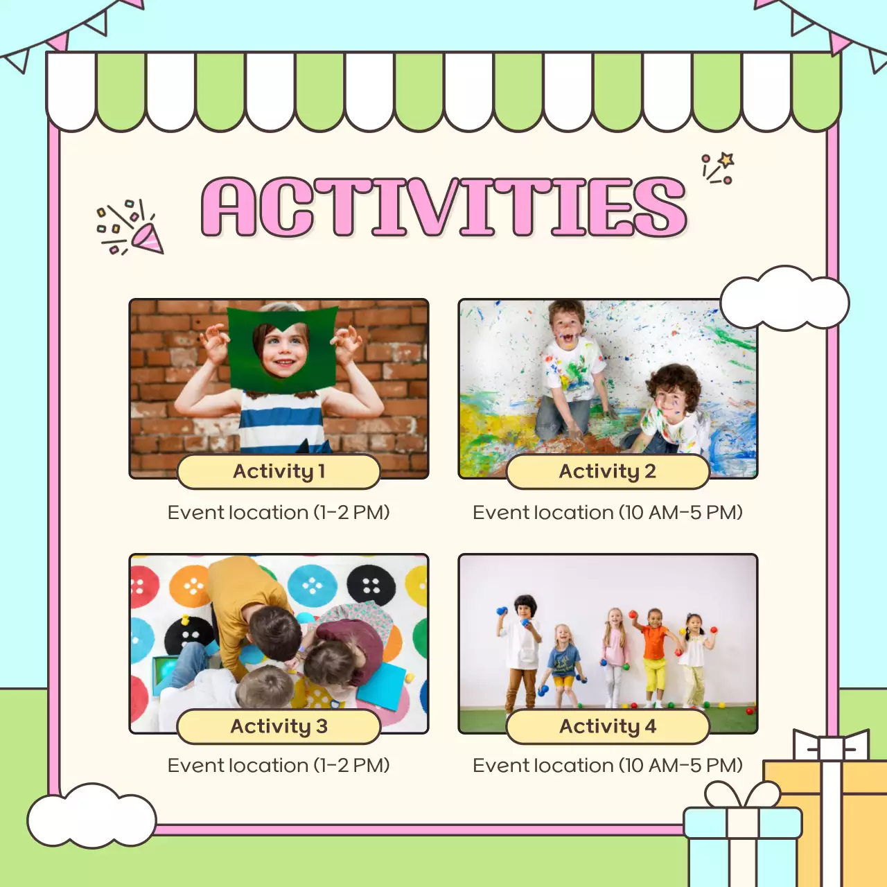 Pink Playful Children's Event Promotion Instagram Carousel