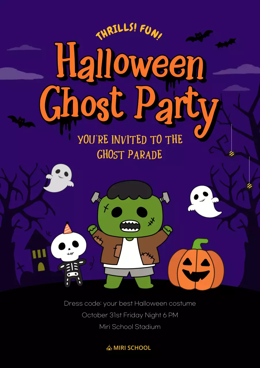 purple spooky Halloween invitation