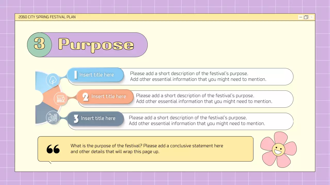 A kitschy spring floral festival planner in pink and mauve