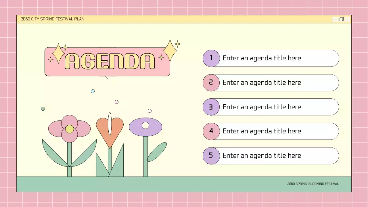 A kitschy spring floral festival planner in pink and mauve