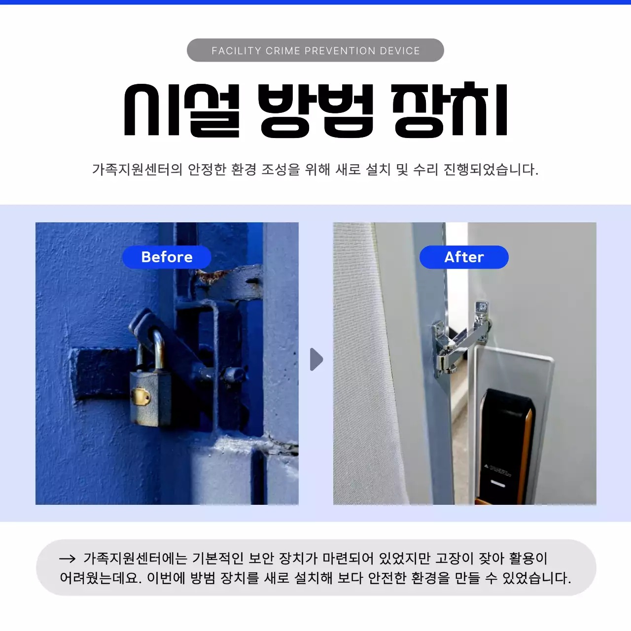 파랑과 흰색의 모던한 후원 모금 안내서