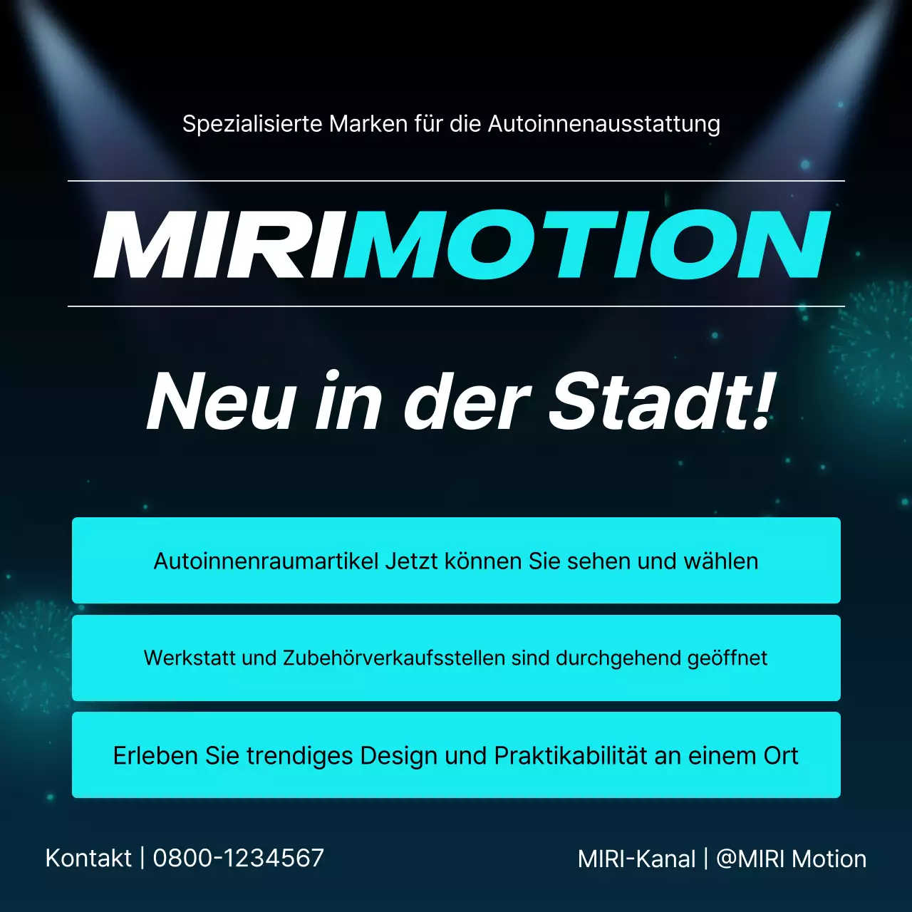 Werbung für die Marke Sky Blue Modern Car Interior Accessories