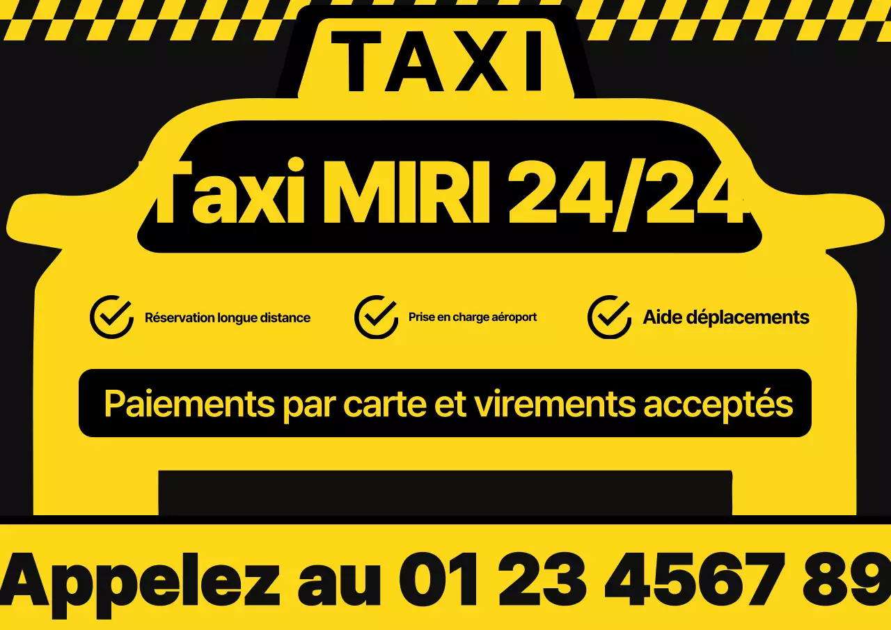 Publicité pour un taxi jaune simple