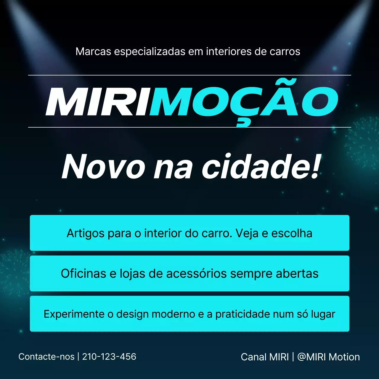 Promoção da marca de acessórios para interiores de carros modernos Sky Blue