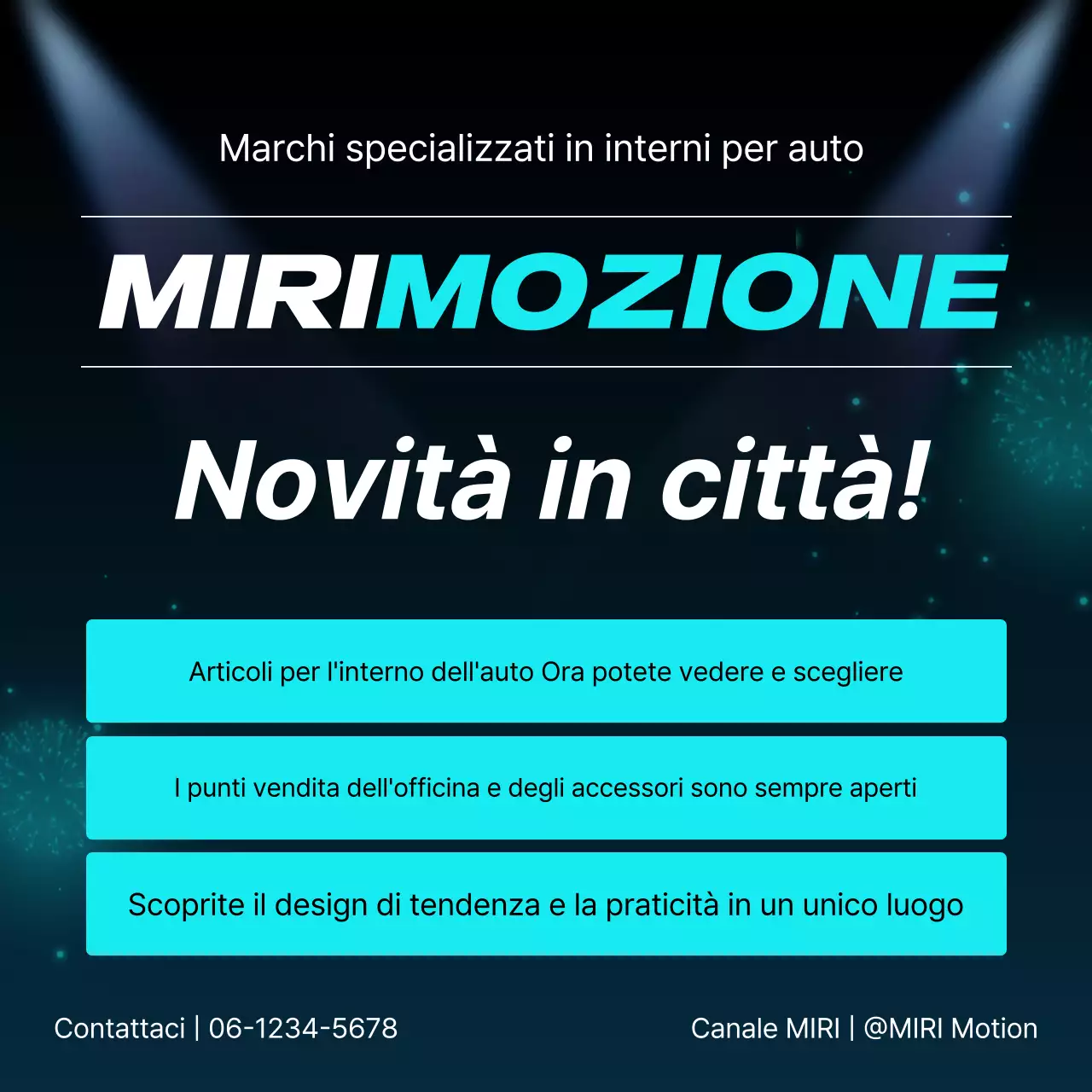 Promozione del marchio di accessori per interni auto moderni color blu cielo
