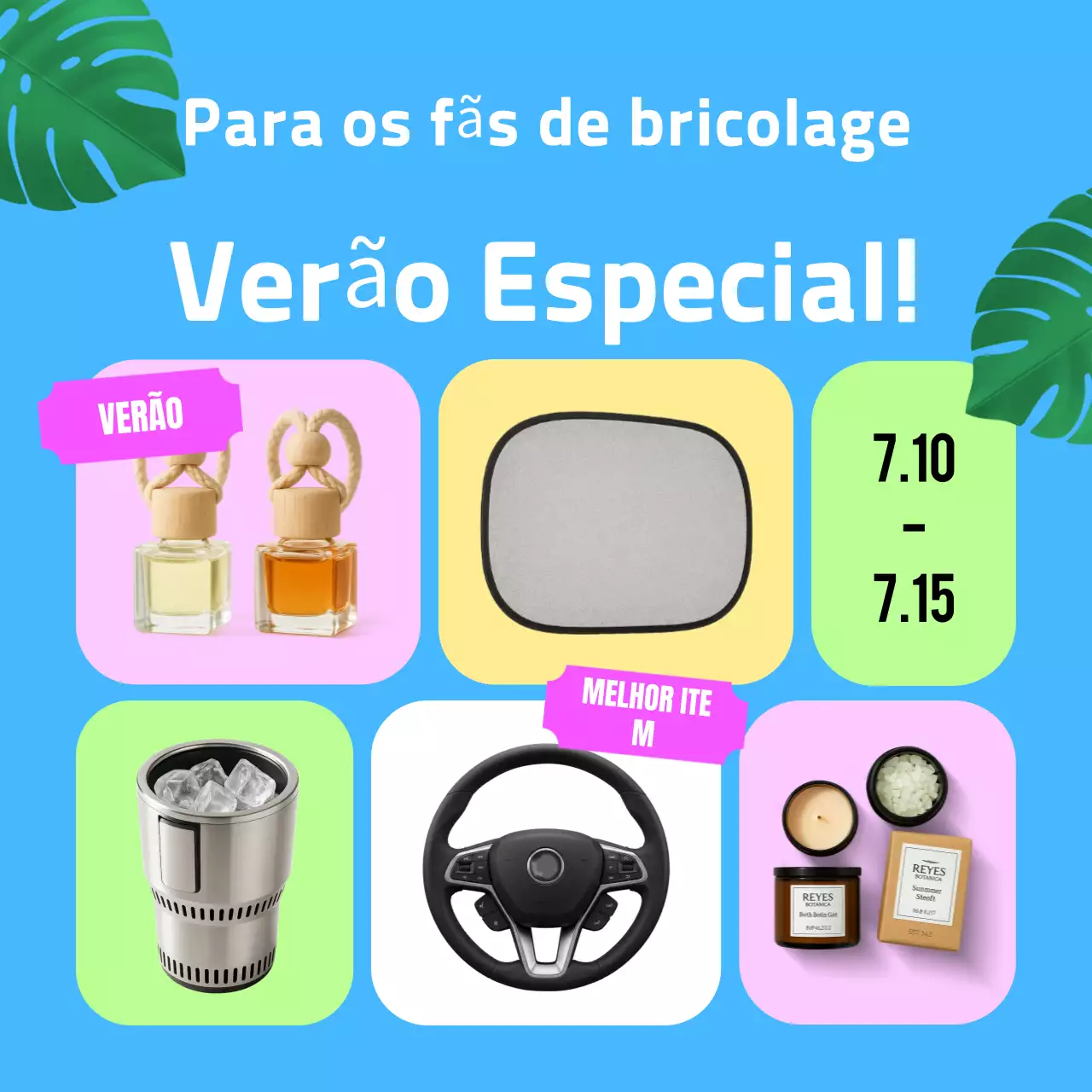 Promoção de acessórios para carros Sky Blue Pop