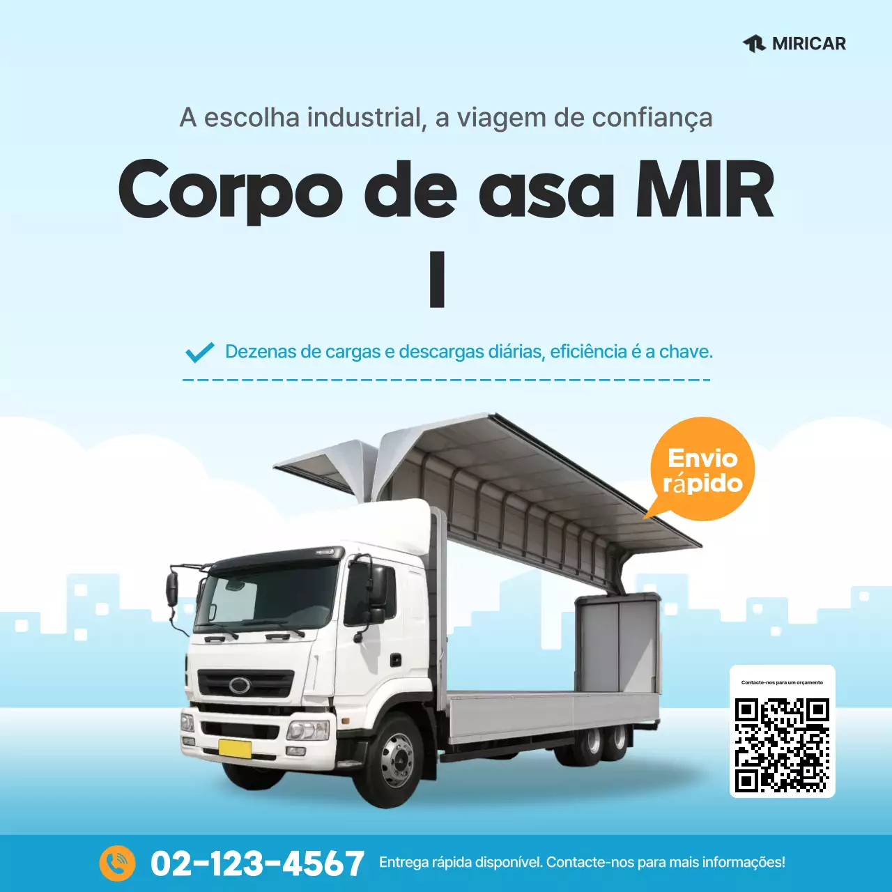 Anúncio simples de caminhão azul