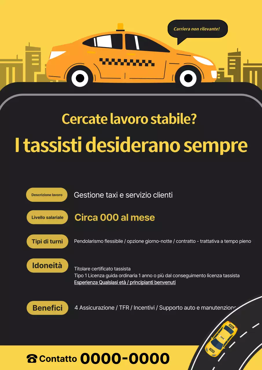 Avviso di reclutamento per taxi base gialli
