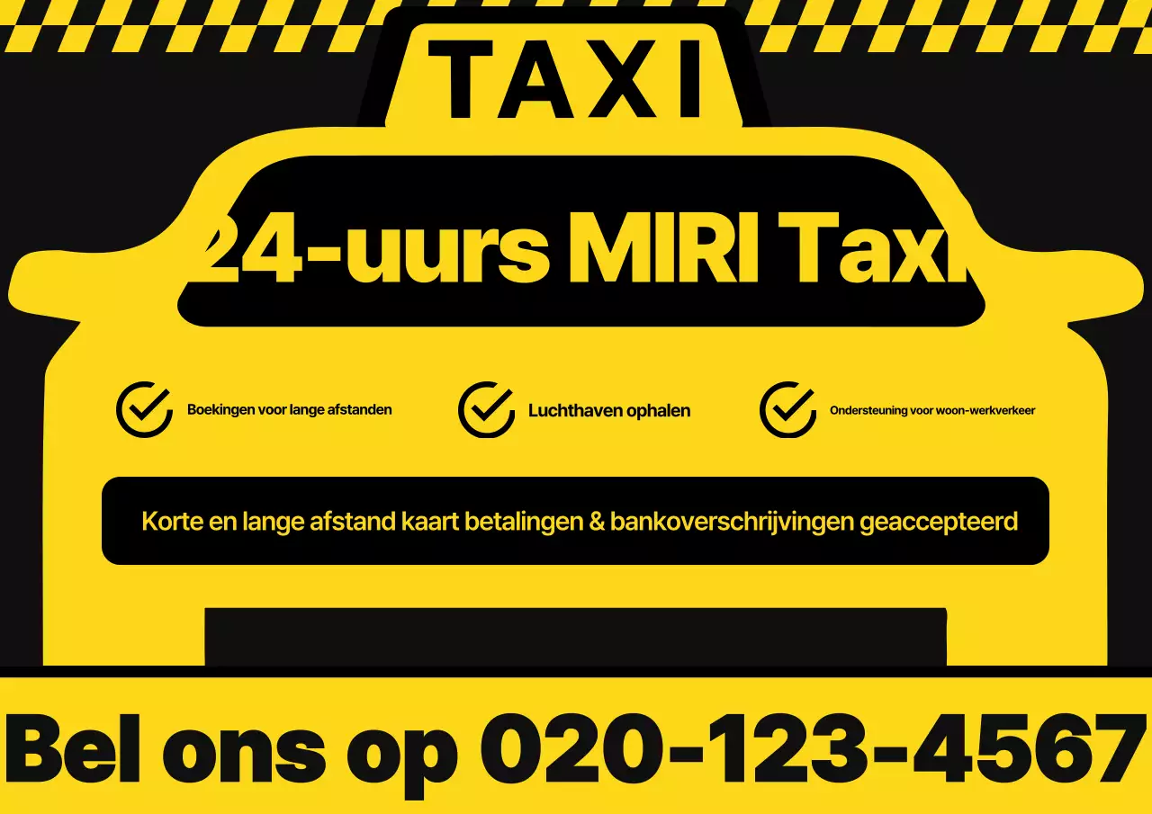 Gele eenvoudige taxi-advertentie