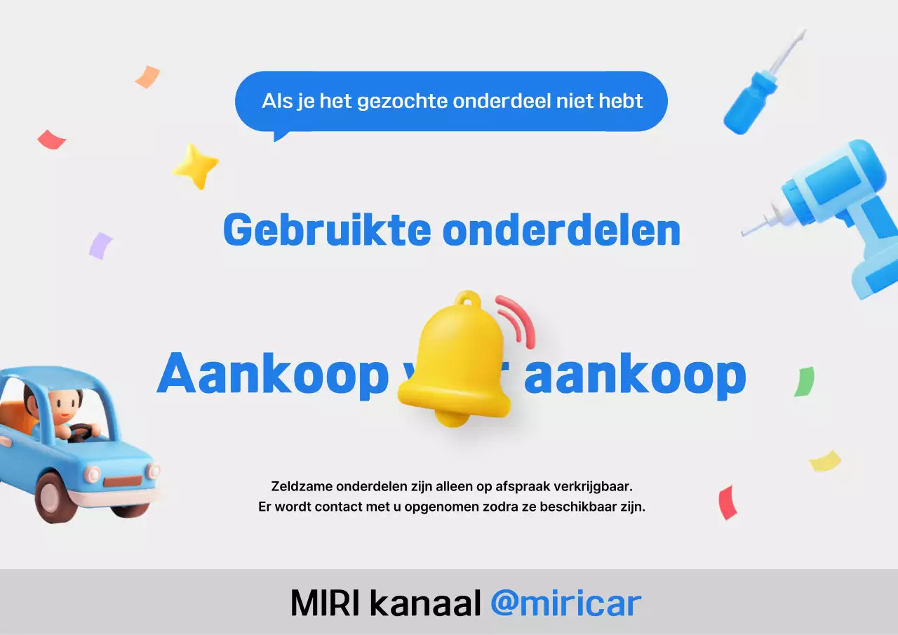 Advertentie voor gebruikte auto-onderdelen van Blue Clean