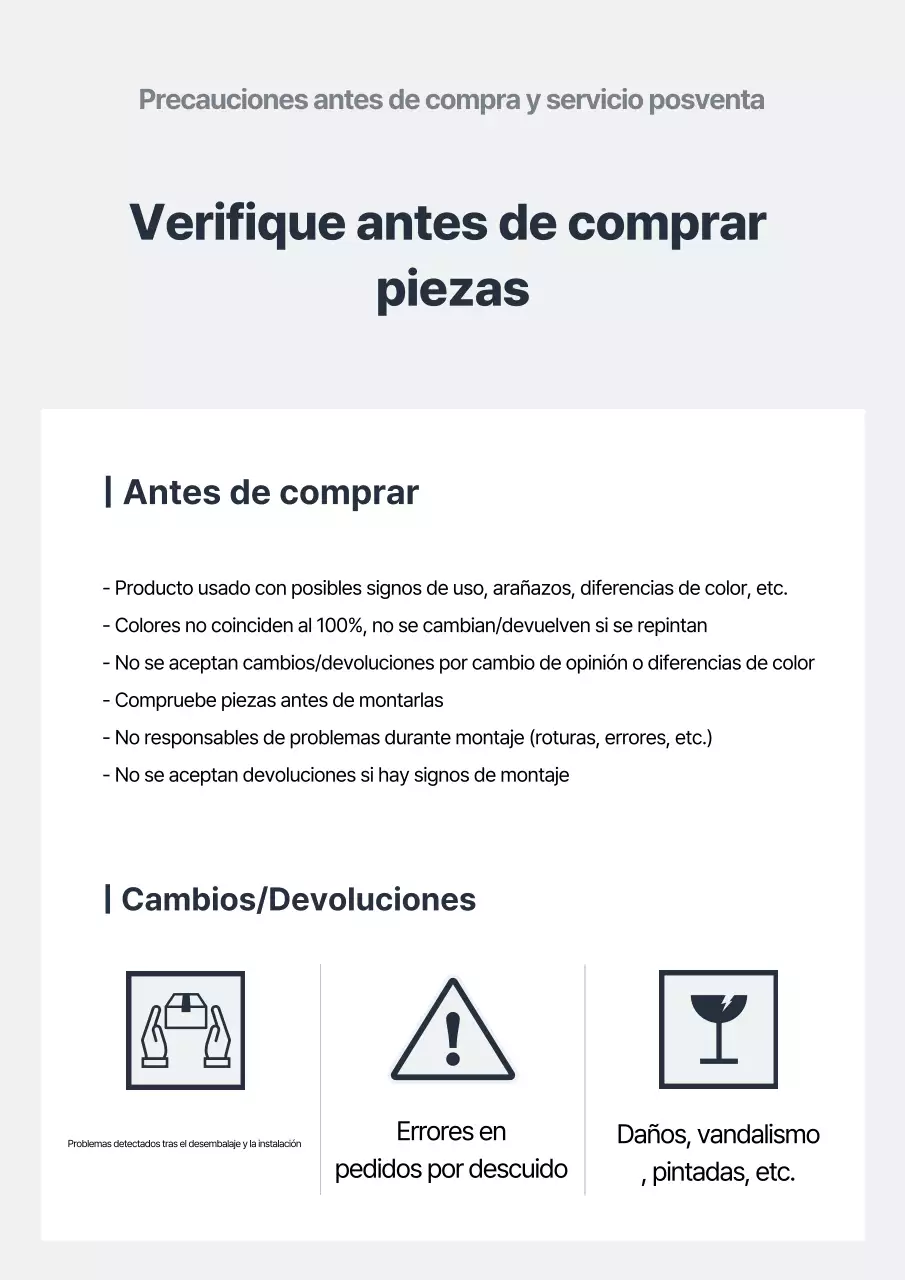Guía de política de devolución e intercambio de piezas de autos usados ​​de Gray Basic