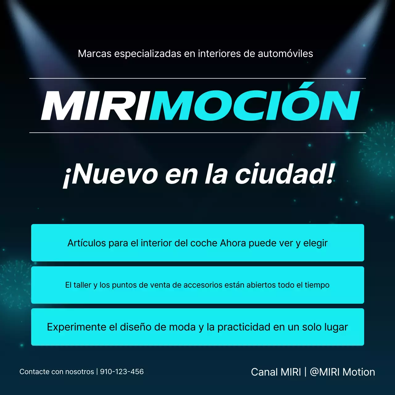 Promoción de la marca de accesorios modernos para interiores de automóviles en color azul cielo