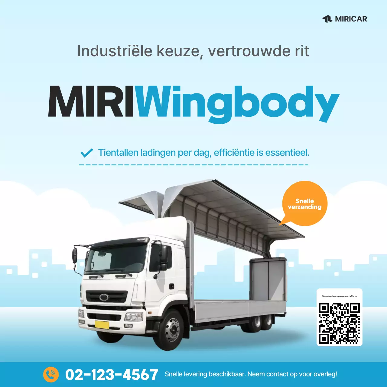 Eenvoudige blauwe vrachtwagenreclame