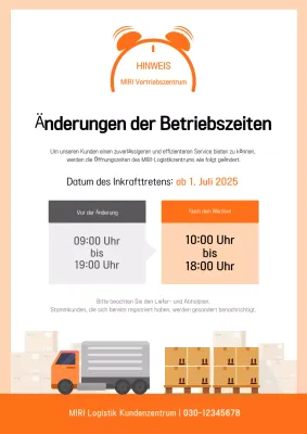 Orange Simple Betriebszeiten-Leitfaden