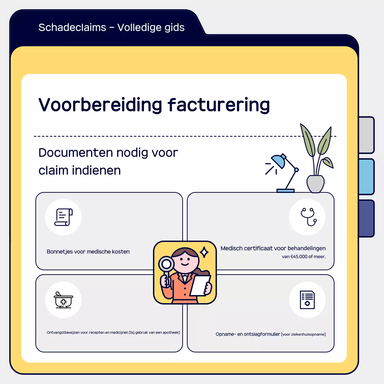 Gele eenvoudige verzekeringsclaimgids