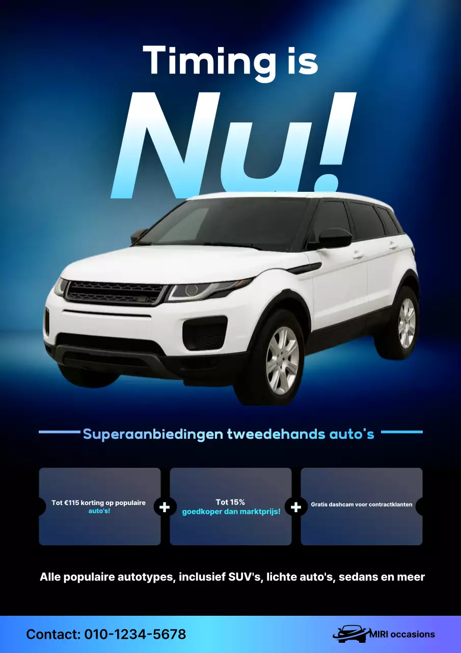 Blue Modern Used Car Sale-evenement